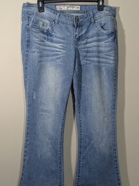 Grane Heartbreaker Low Rise Flare Jeans Womens 27/31 Light Wash Y2K Denim